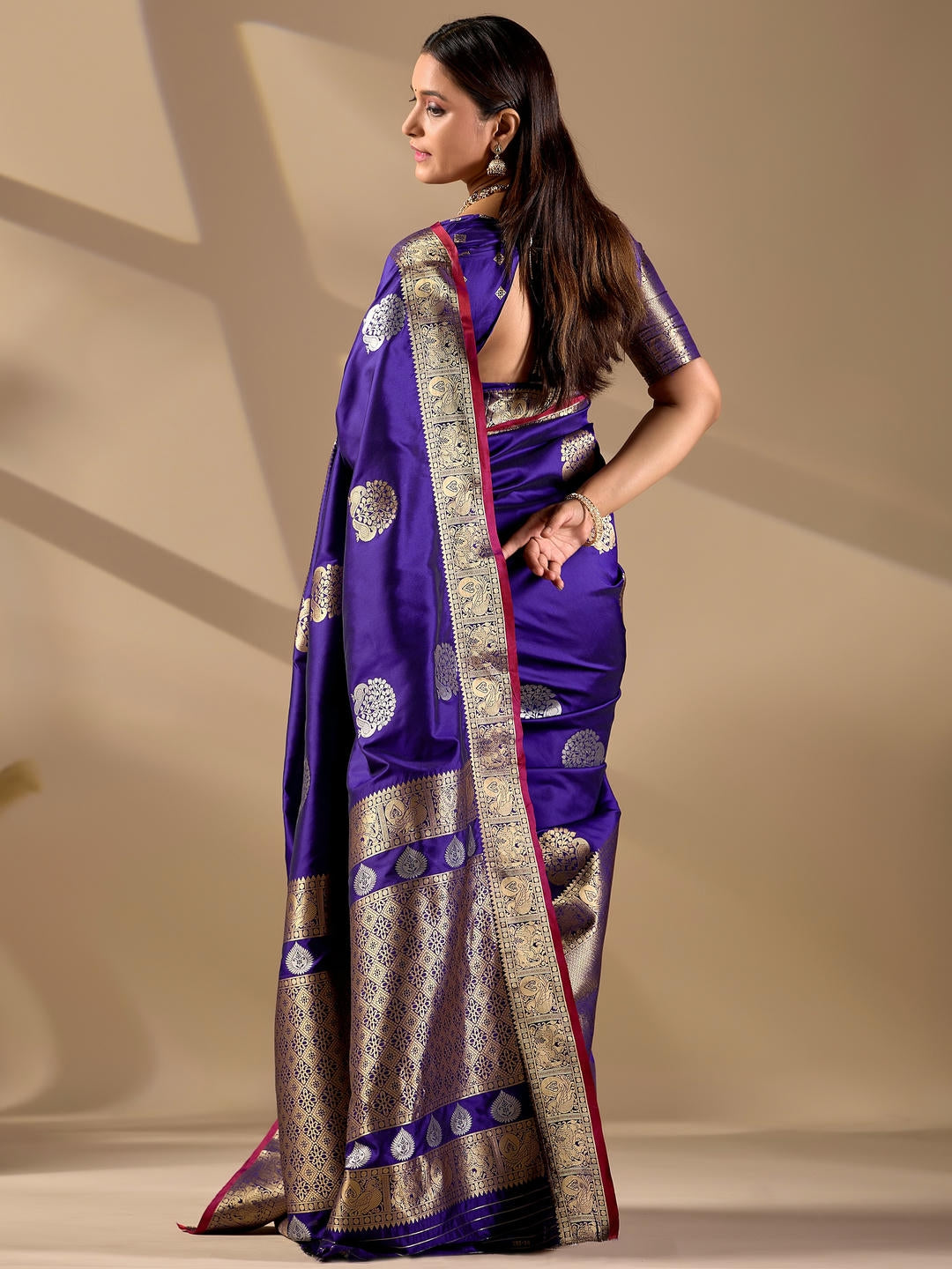 Samantha Blue Woven Design Premium Traditional Silk Fabric Saree With Blue Unstitched Blouse Piece Featuring A Heavy Zari Border For Women Ethnic Wedding And Festive Wear