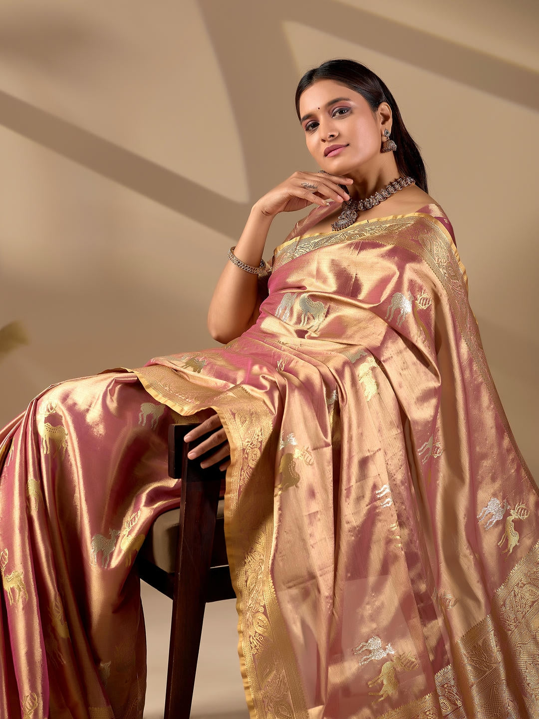 Samantha Peach Woven Design Premium Traditional Silk Fabric Saree With Peach Unstitched Blouse Piece Featuring A Heavy Zari Border For Women Ethnic Wedding And Festive Wear