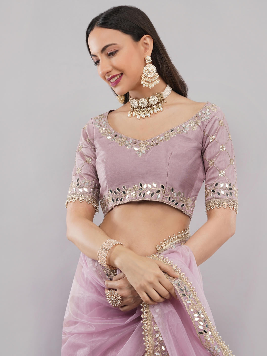 Samantha Baby Pink Nettwill Net Saree With Elegant Embroidery And Unstitched Blouse Piece For Women Party Wear