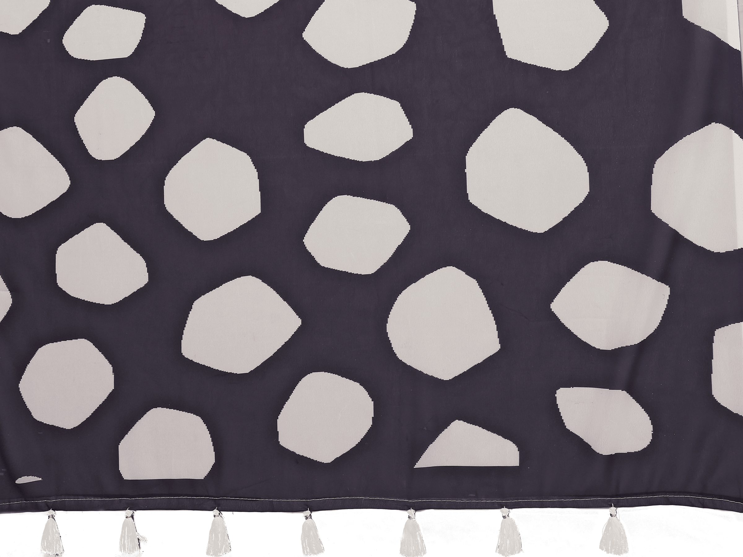 Navy Blue & White Abstract Print Ready-to-Wear Saree with Pocket and Sleeveless Blouse