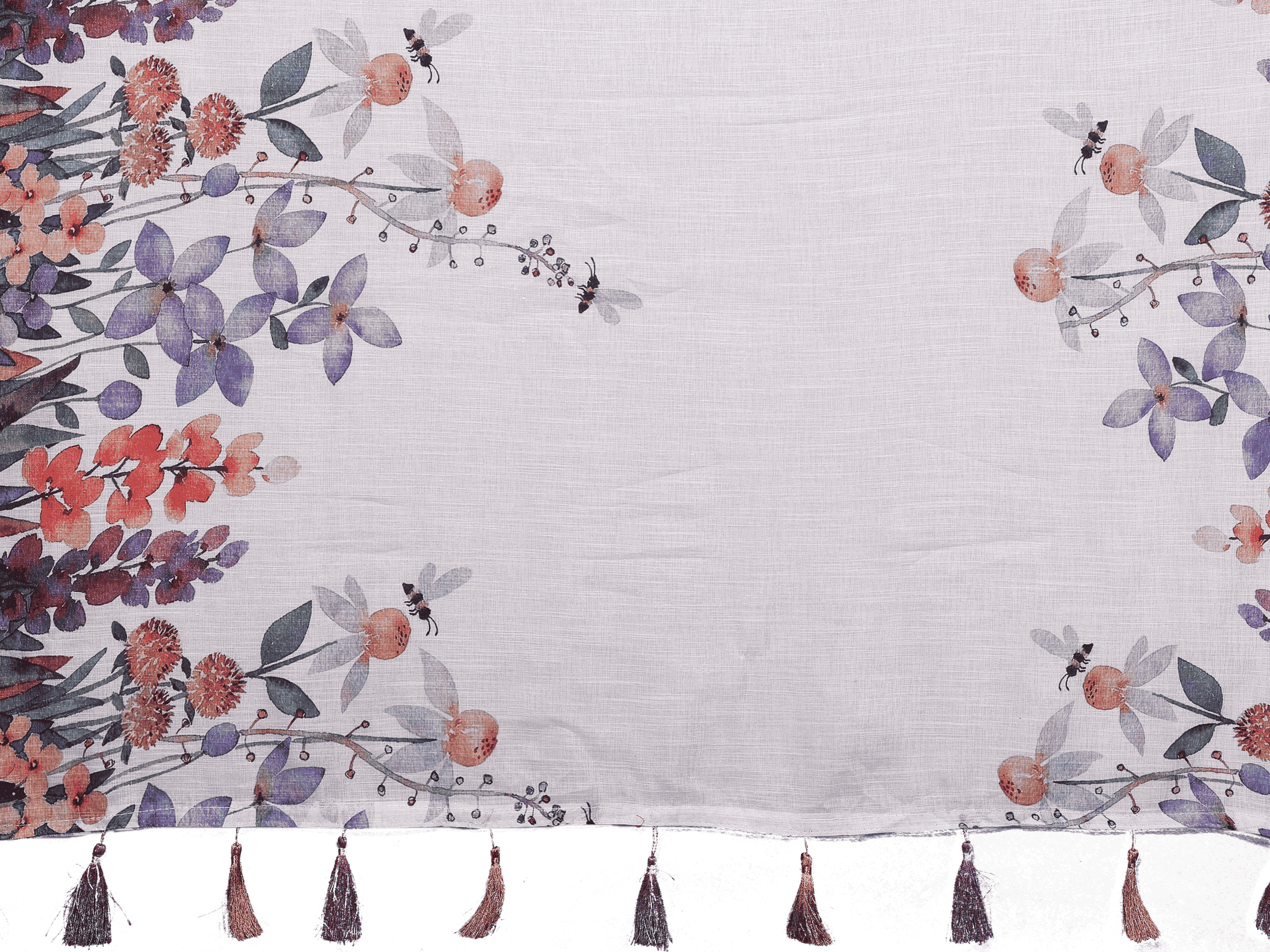 Floral White Ready-to-Wear Saree with Pocket and Periwinkle Ruched Blouse