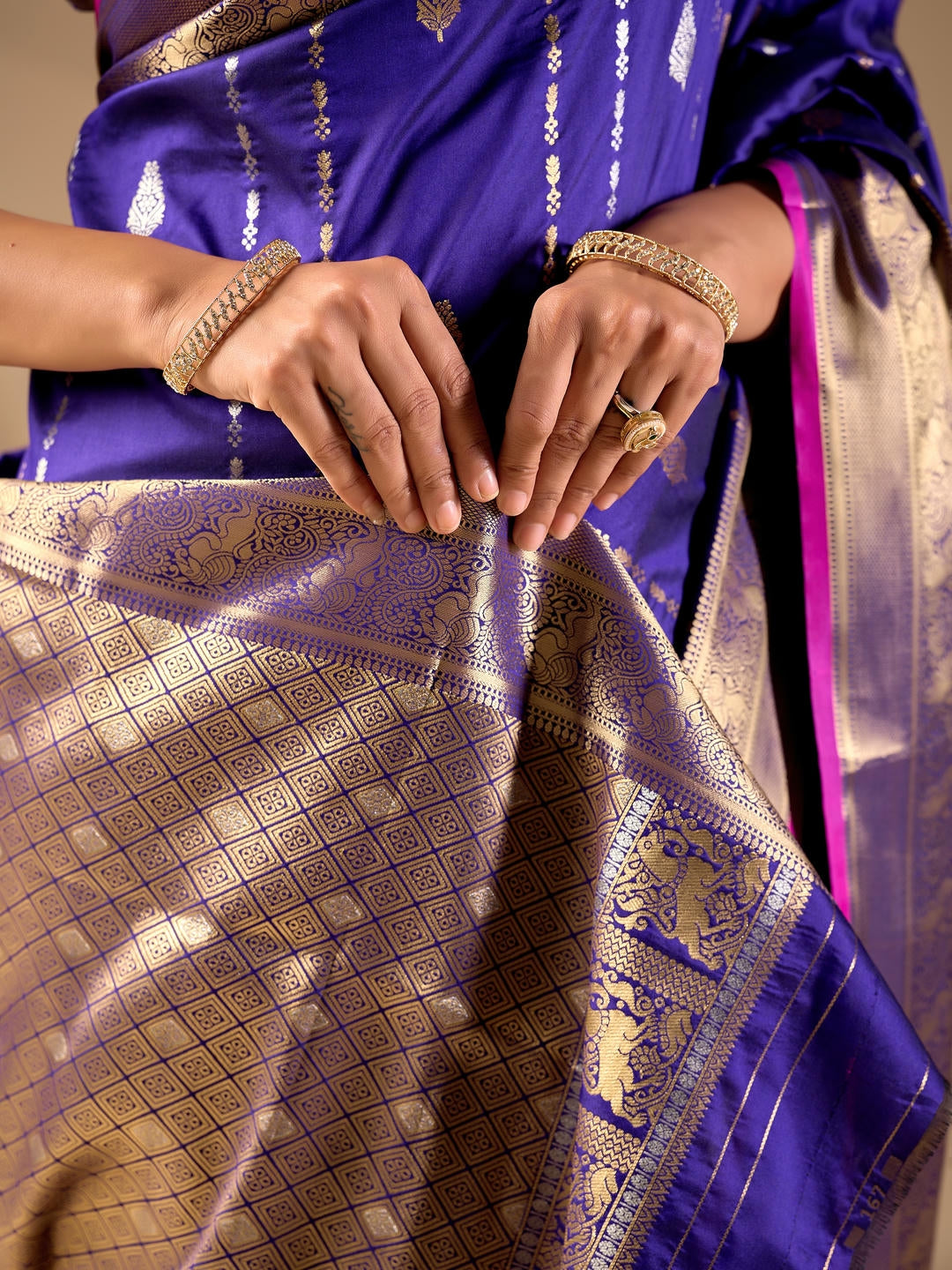 Samantha Blue Woven Design Premium Traditional Silk Fabric Saree With Blue Unstitched Blouse Piece Featuring A Heavy Zari Border For Women Ethnic Wedding And Festive Wear