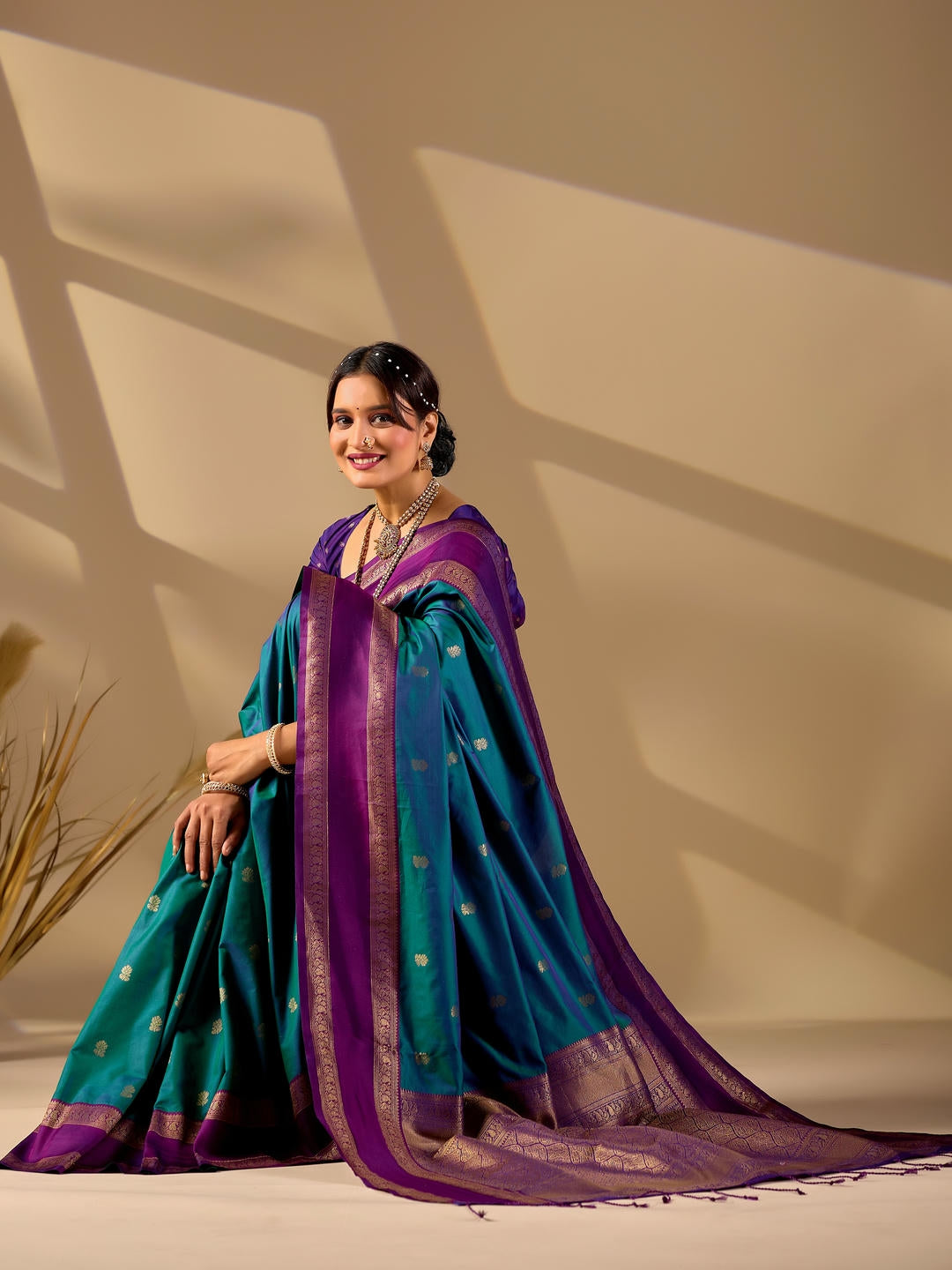 Samantha Blue Woven Design Premium Traditional Silk Fabric Saree With Blue Unstitched Blouse Piece Featuring A Heavy Zari Border For Women Ethnic Wedding And Festive Wear