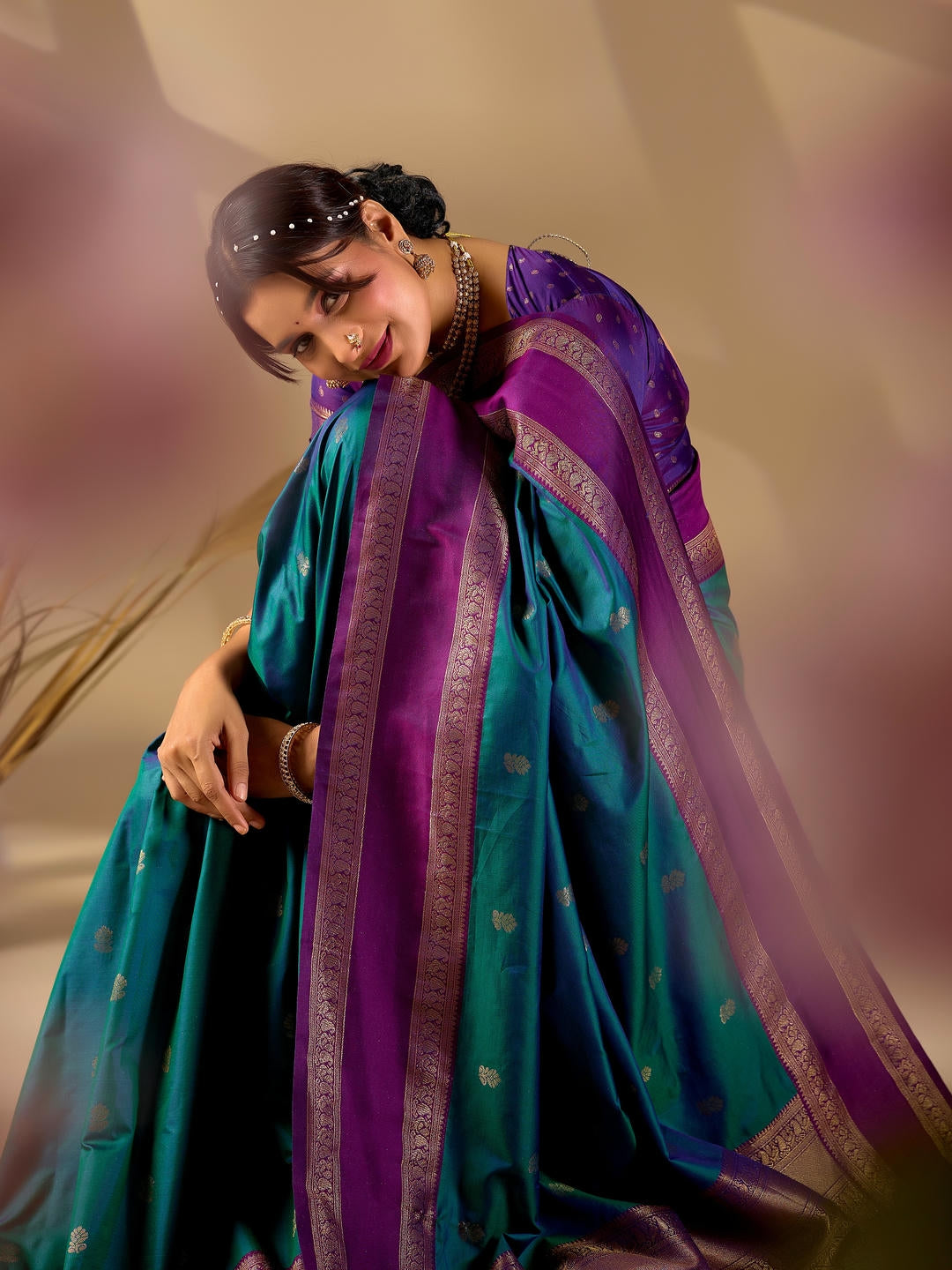 Samantha Blue Woven Design Premium Traditional Silk Fabric Saree With Blue Unstitched Blouse Piece Featuring A Heavy Zari Border For Women Ethnic Wedding And Festive Wear