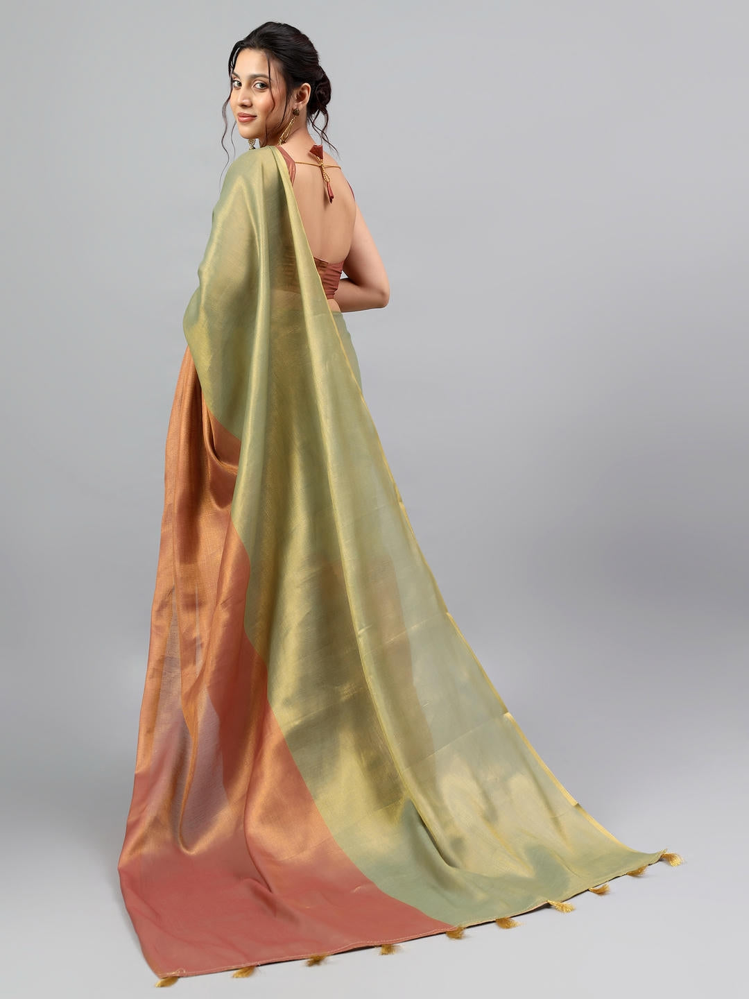 Samantha Rich Maroon Art Tissue Silk Saree | Embroidered Zari Border