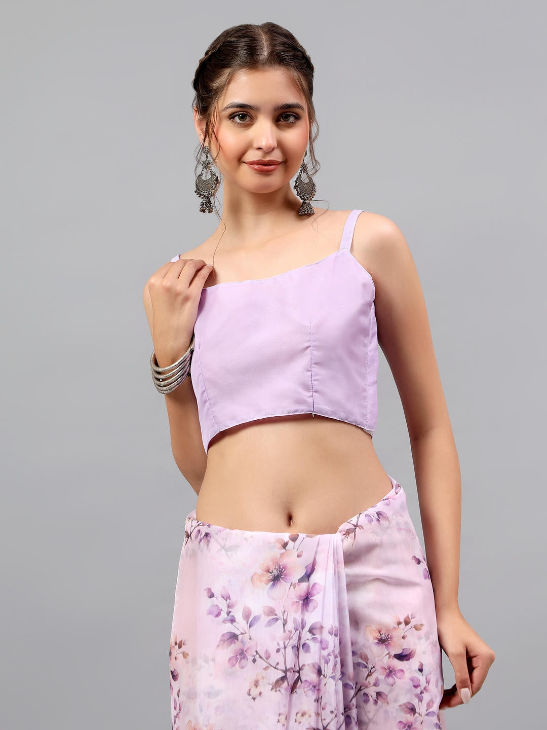 Samantha Lavender Lilac Floral Printed Saree | Sheer Dreamy Drape