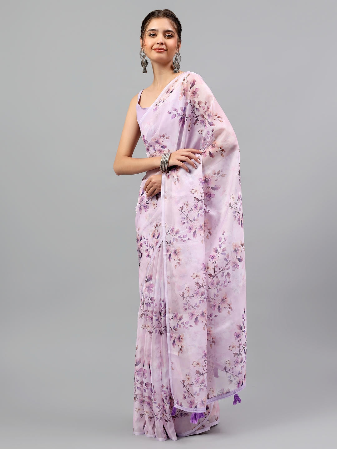 Samantha Lavender Lilac Floral Printed Saree | Sheer Dreamy Drape