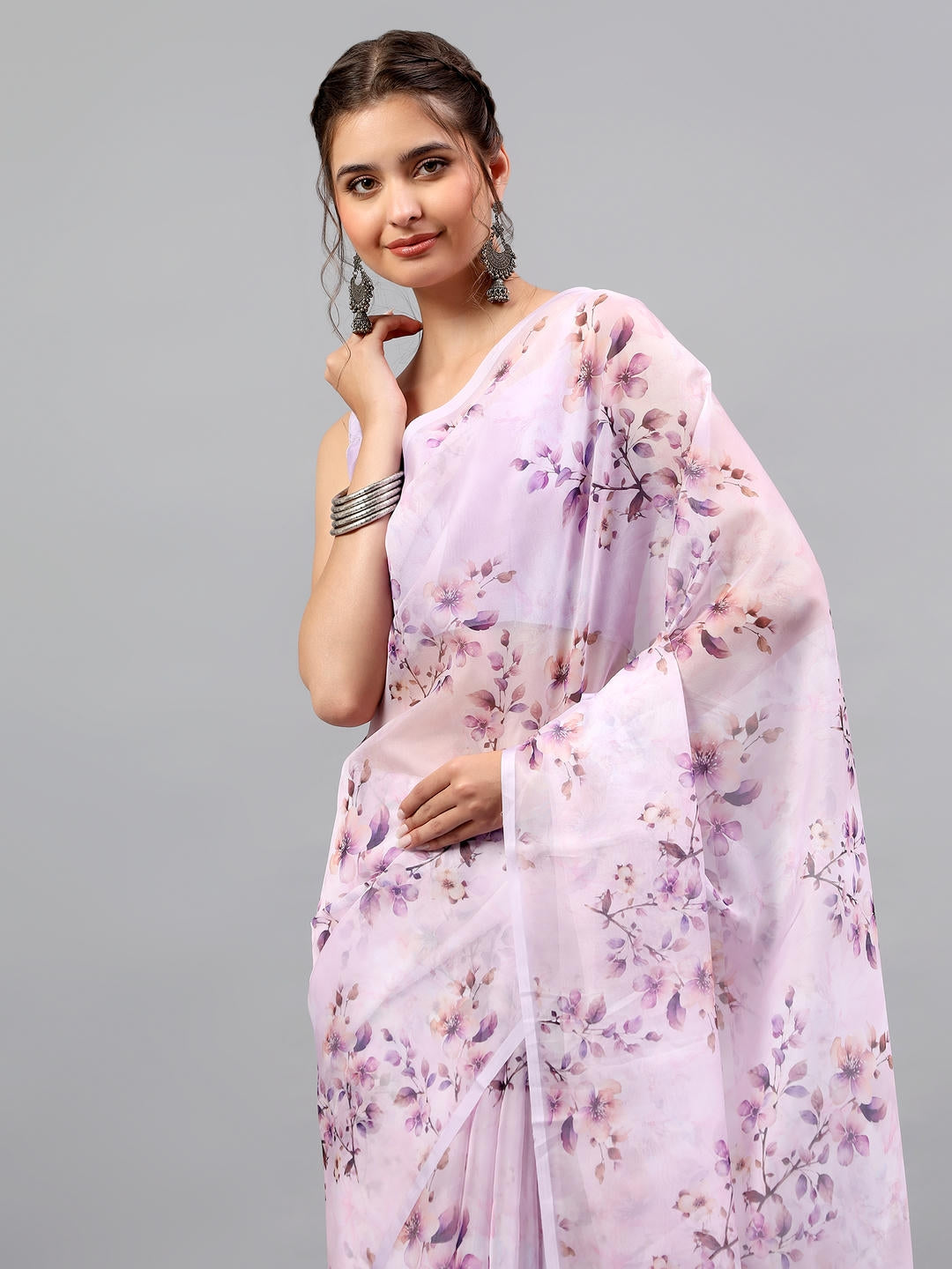 Samantha Lavender Lilac Floral Printed Saree | Sheer Dreamy Drape
