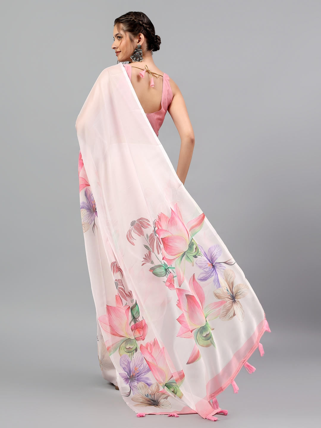 Samantha Blush Pink Floral Printed Saree | Sheer Romantic Drape