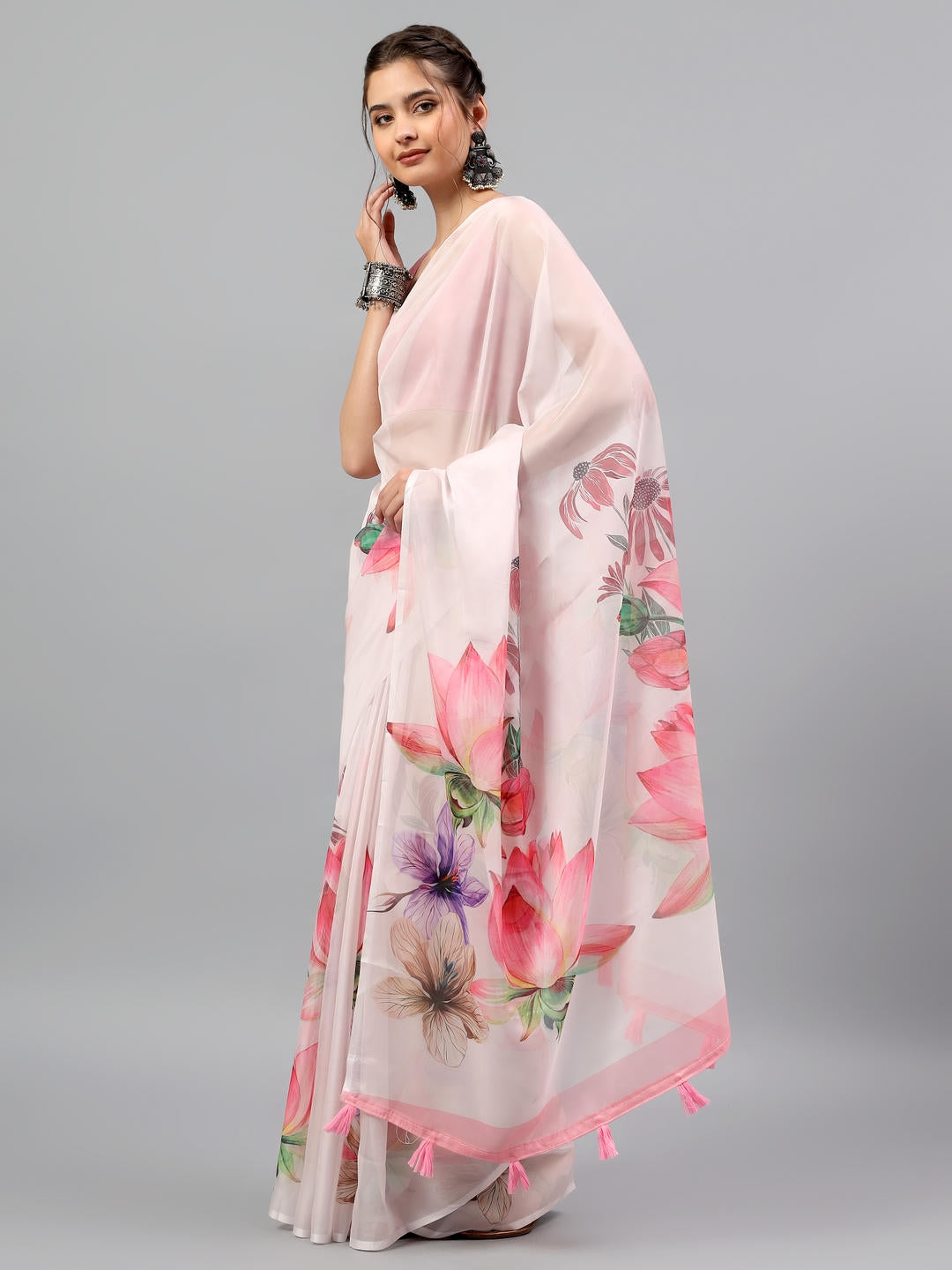 Samantha Blush Pink Floral Printed Saree | Sheer Romantic Drape