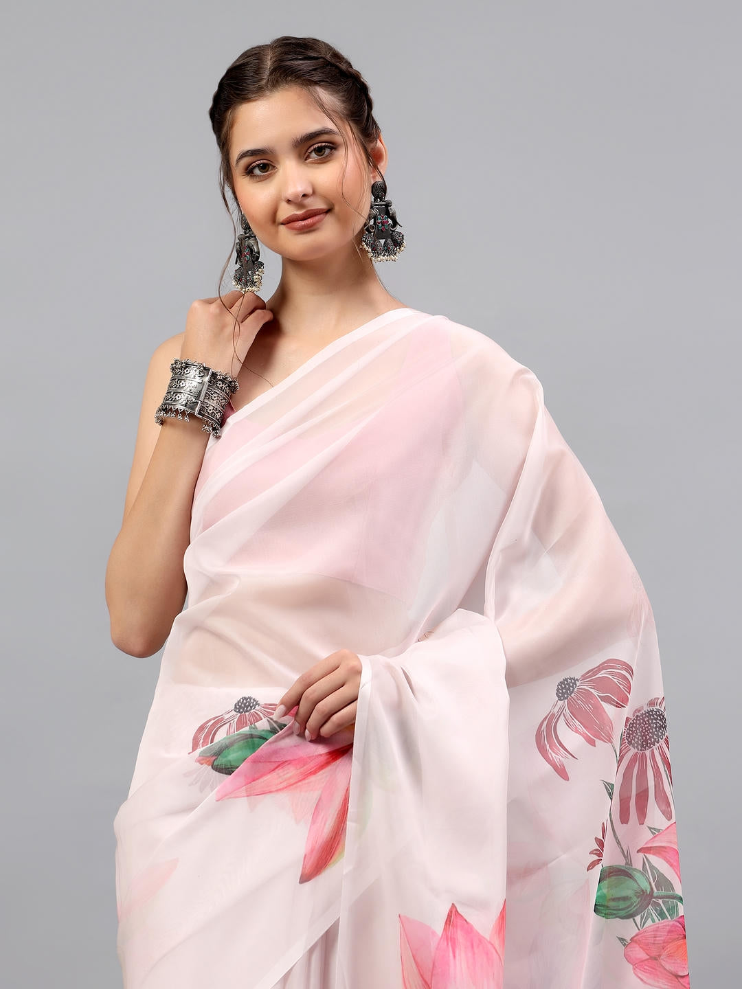 Samantha Blush Pink Floral Printed Saree | Sheer Romantic Drape