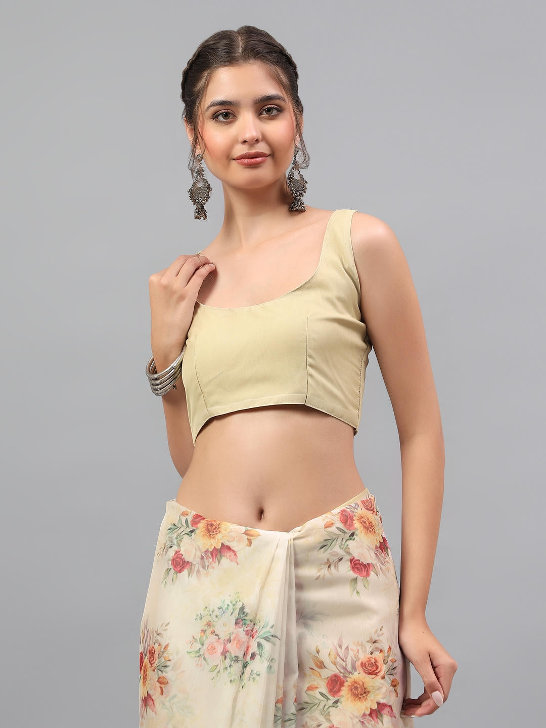 Samantha Earthy Rusty Green Floral Printed Saree | Sheer Vintage Drape