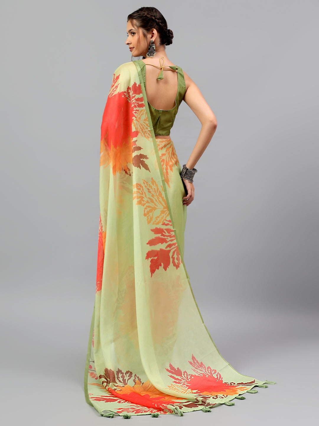 Samantha Mint Green Floral Printed Saree | Sheer Spring Drape