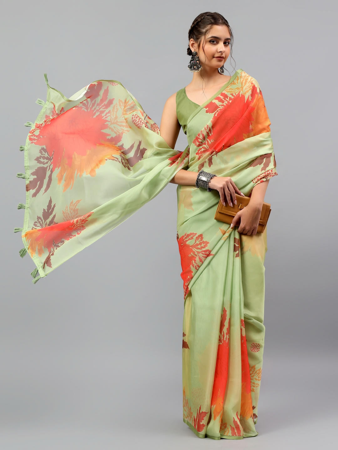 Samantha Mint Green Floral Printed Saree | Sheer Spring Drape