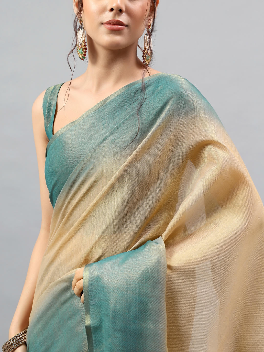 Samantha Antique Rust Beige Zari Silk Saree | Heritage Woven Drape