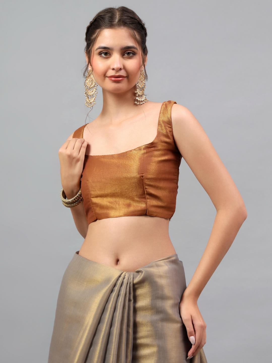 Samantha Espresso Brown Zari Silk Saree | Royal Evening Drape