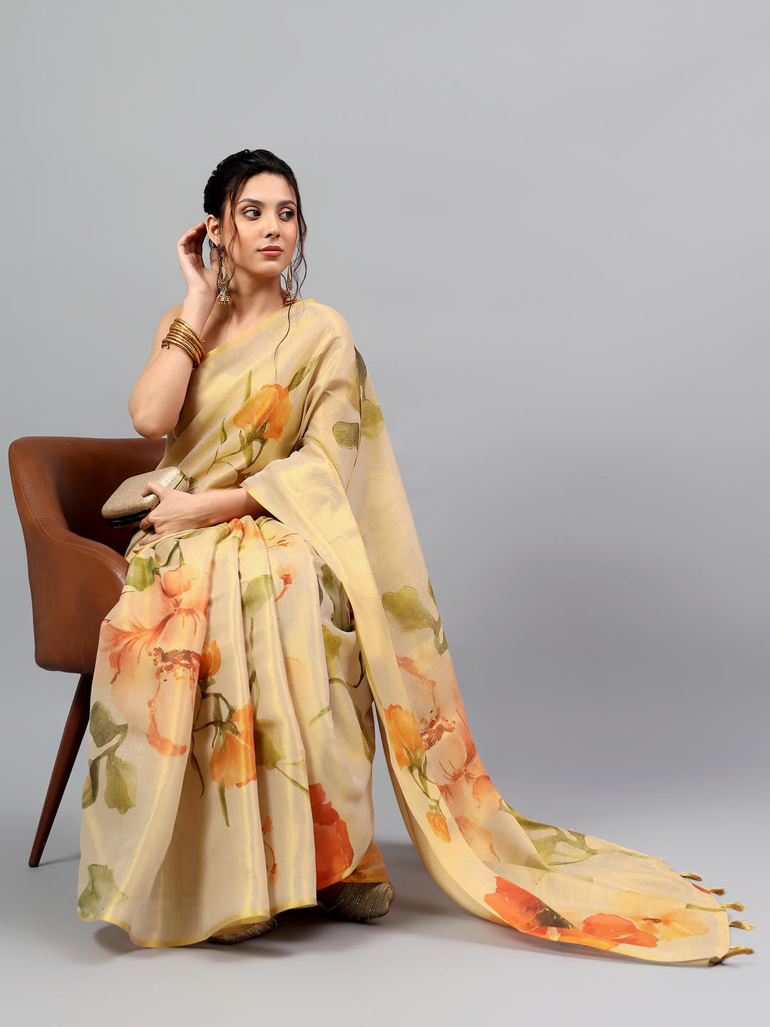 Samantha Metallic Gold Zari Silk Saree | Grand Wedding Drape