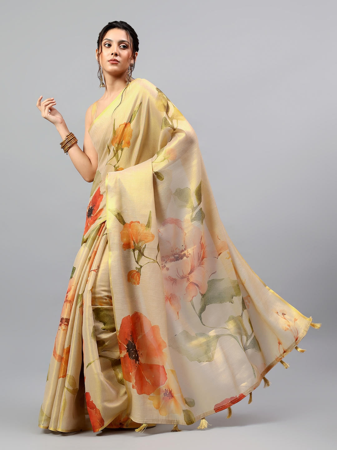 Samantha Metallic Gold Zari Silk Saree | Grand Wedding Drape