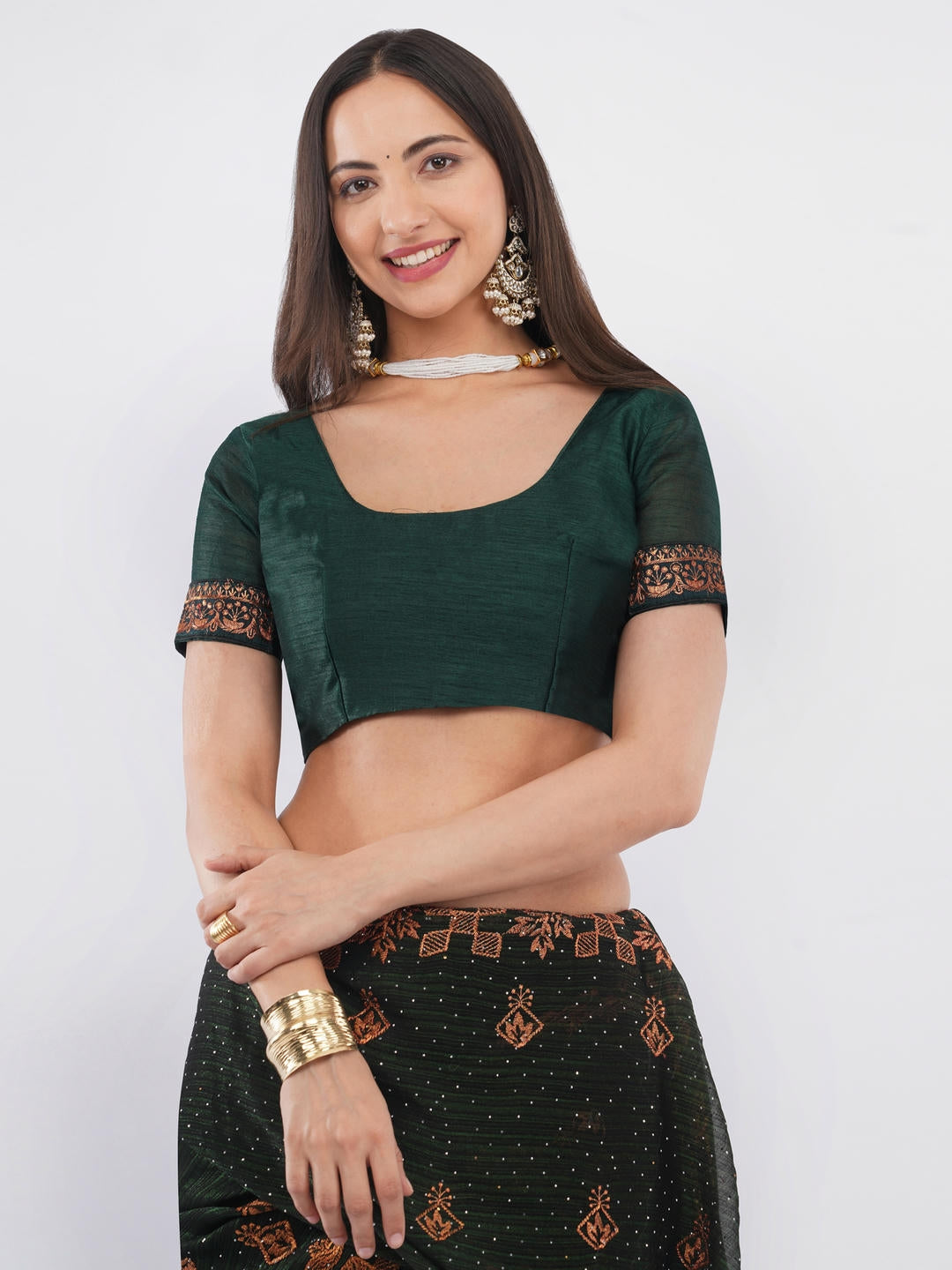 Samantha Dark Green And Red Contrast Tissue Silk Shimmer Saree With Unstitched Blouse Piece For Women Party Wear