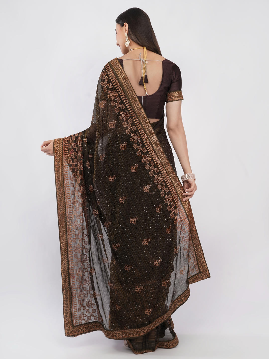 Samantha Mehendi Green And Pink Contrast Tissue Silk Shimmer Saree With Unstitched Blouse Piece For Women Party Wear