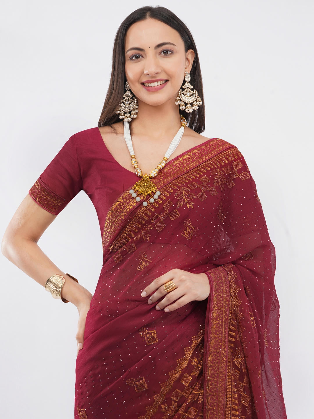 Samantha Red And Dark Green Contrast Tissue Silk Shimmer Saree With Unstitched Blouse Piece For Women Party Wear